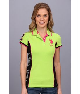 U.S. Polo Assn Color Block Champion Polo Womens Short Sleeve Knit (Green)