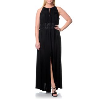 R & M Richards Women's Plus Size Black Long Jersey Dress R & M Richards Dresses