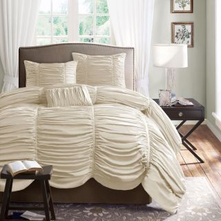 Madison Park Newport 4 pc. Ruched Duvet Cover Set, Khaki