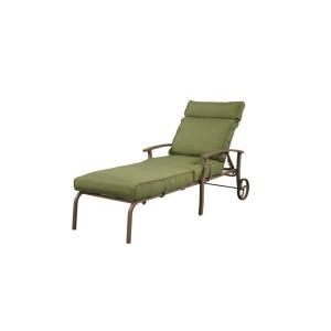 Hampton Bay Bloomfield Woven Patio Chaise Lounge with Moss Cushion 14H 039 CL
