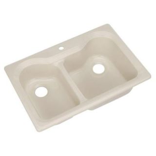 Thermocast Breckenridge Drop in Acrylic 33x22x9 in. 1 Hole Double Bowl Kitchen Sink in Almond 46102