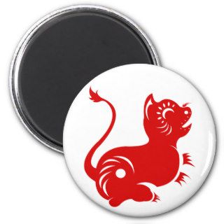 CHINESE ZODIAC PAPERCUT TIGER ILLUSTRATED REFRIGERATOR MAGNET