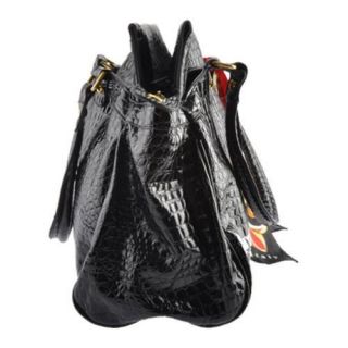 Women's Vecceli Italy AS 168 Black Alligator Compressed Leather Vecceli Italy Leather Bags