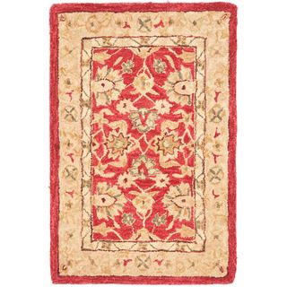 Handmade Traditional Mahal Ancestry Red/ Ivory Wool Rug (2' x 3') Safavieh Accent Rugs