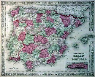 Johnson 1863 Antique Map of Spain & Portugal   $109  Wall Maps 
