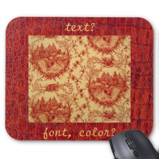 French Country Toile Pattern Hen House Mousepad