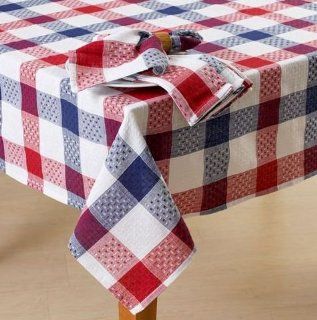 Red White Blue Checkered Patriotic Tablecloth (60" x 102")  