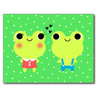 Cute Kawaii Cartoon Frog  Valentines Postcard