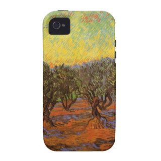 Van Gogh Olive Grove Orange Sky, Vintage Fine Art iPhone 4 Case