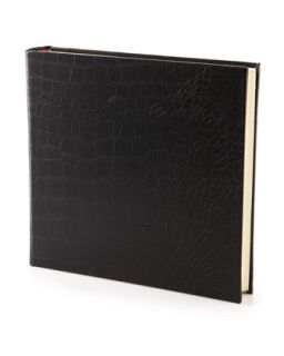 Embossed Leather Double Photo Book, Black