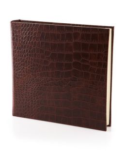 Embossed Leather Double Photo Book, Brown