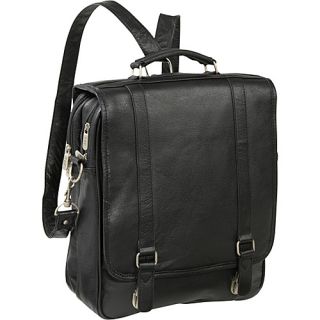 Leather Laptop Backpack Briefcase   Black