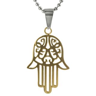 Journee Collection Goldtone Stainless Steel Hamsa Necklace Journee Collection Stainless Steel Necklaces