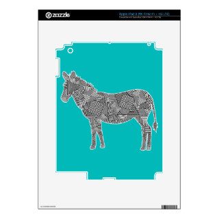 Geometric Shape Collage Zebra Turquoise Background Skin For iPad 3