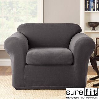 Sure Fit Grey Stretch Metro Chair Slipcover Sure Fit Chair Slipcovers
