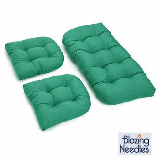 Blazing Needles Outdoor Spun Poly Settee Group Cushions (Set of 3) Blazing Needles Outdoor Cushions & Pillows