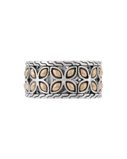 Kawung 18K Gold & Sterling Silver Band Ring, Size 7