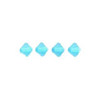 Swarovski Elements 5301 Bicone Diamond Beads, Opal, Caribbean Blue, 4 mm, 48/Pack