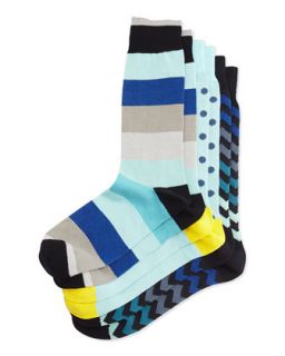 Three Pair Sock Set, Camo/Colorblock/Stripe