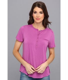 NYDJ Pleat Back Knit Top Womens T Shirt (Purple)