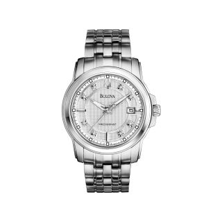 Bulova Precisionist Mens Silver Tone Diamond Accent Bracelet Watch