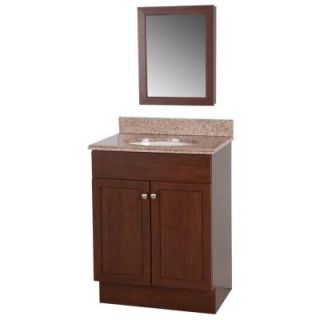 Glacier Bay 24 in. W Wrap Vanity in Auburn with Vanity Top in Sienna and Medicine Cabinet WR24P4 AU