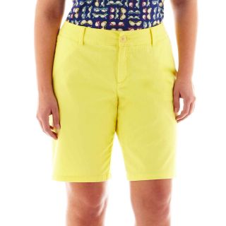 LIZ CLAIBORNE Chino Twill Bermuda Shorts   Plus, Yellow, Womens