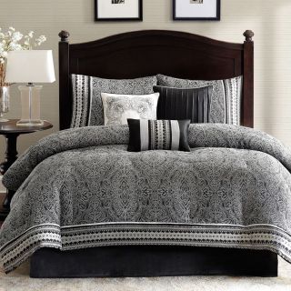 Madison Park Denton 7 pc. Jacquard Comforter Set, Black