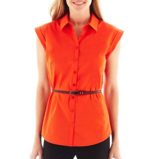 Worthington Essential Sleeveless Shirt, Orange