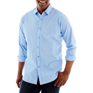 Haggar Long Sleeve Button Front Shirt, Blue, Mens