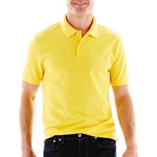 St. Johns Bay Solid Piqué Polo Shirt, Yellow, Mens