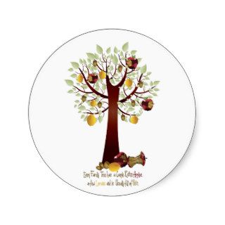 Funny Rotten Apple Family Tree Round Stickers