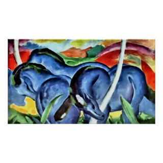 Blue horses expressionist painting print