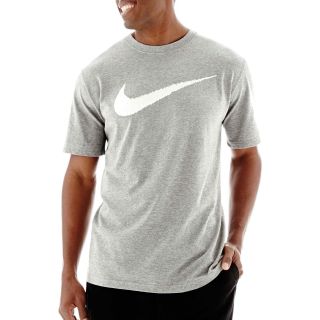 Nike Dri FIT Hangtag Swoosh Tee, White/Grey, Mens