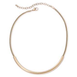 Bold Elements Polished Gold Tone Curved Bar Necklace