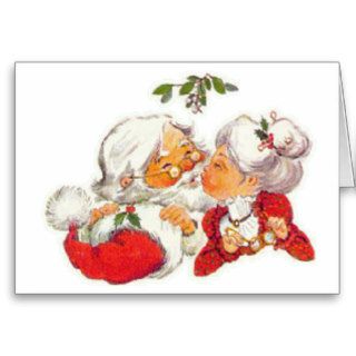 Santa Kissing Mrs Claus Greeting Cards