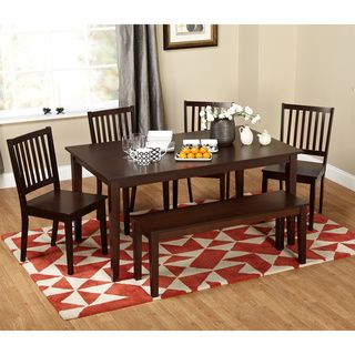 Shaker Espresso 6 piece Dining Table Set with Bench Dining Sets