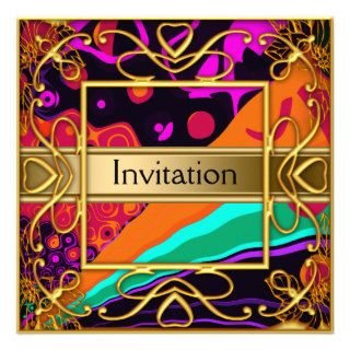 Gold Harlequin Invitation Party Any Party