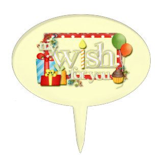 My Wish For You Word Art Girl Birthday Cake Topper