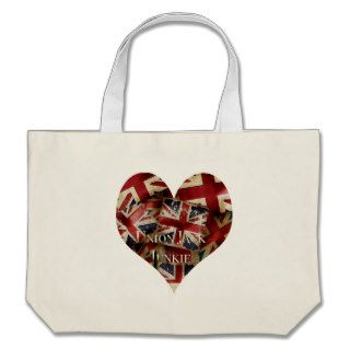 'Union Jack Junkie' vintage flag heart   NEW trend Canvas Bags