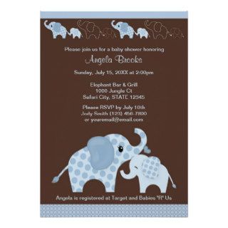 Blue ELEPHANT Baby Shower Invitation CE B