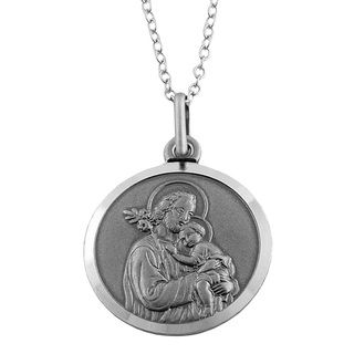 Fremada Oxidized Sterling Silver Saint Joseph Medal Necklace Fremada Sterling Silver Necklaces