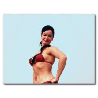 Bettie Page Vintage Pinup in Red Bikini Blue Sky Postcards