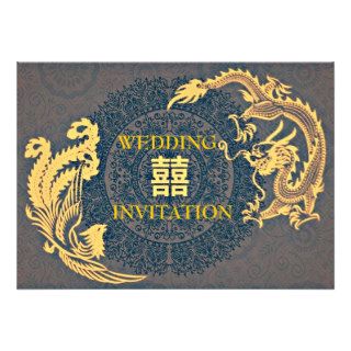 Modern Dragon Phoenix Chinese Wedding Invitation