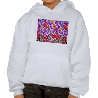 Floral cloth material hooded sweatshirts