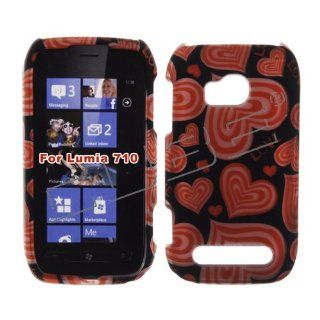 For Nokia Lumia 710 Case Cover Multiple Hearts & Love Rubberized Design LTRDE 119 Cell Phones & Accessories