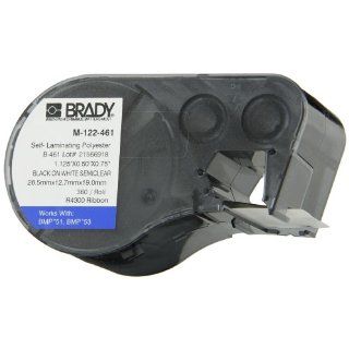 Brady M 122 461 Polyester B 461 Black on White/Clear Label Maker Cartridge, 1 1/8" Width x 1/2" Height, For BMP51/BMP53 Printers