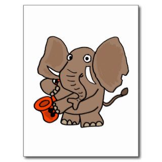 XX  Elephant Playing Saxophone Cartoon Postcards