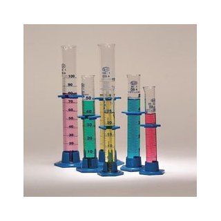 United Scientific CY137 50 Borosilicate Glass Cylinder with Plastic Hex Base, Class B, 50ml Capacity (Pack of 10) Science Lab Cylinders