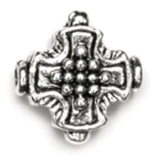 Cousin 25788 137 Precious Accents Silver Plated Metal Beads, 12.5 mm, Cross